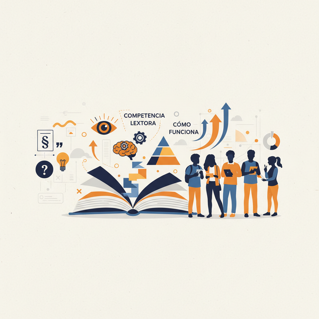 Ilustración editorial que representa el tema: ¿Cómo funciona la PAES de competencia lectora 2026. Imagen destacada del blog de EnsayosPAES.cl sobre la PAES 2026.