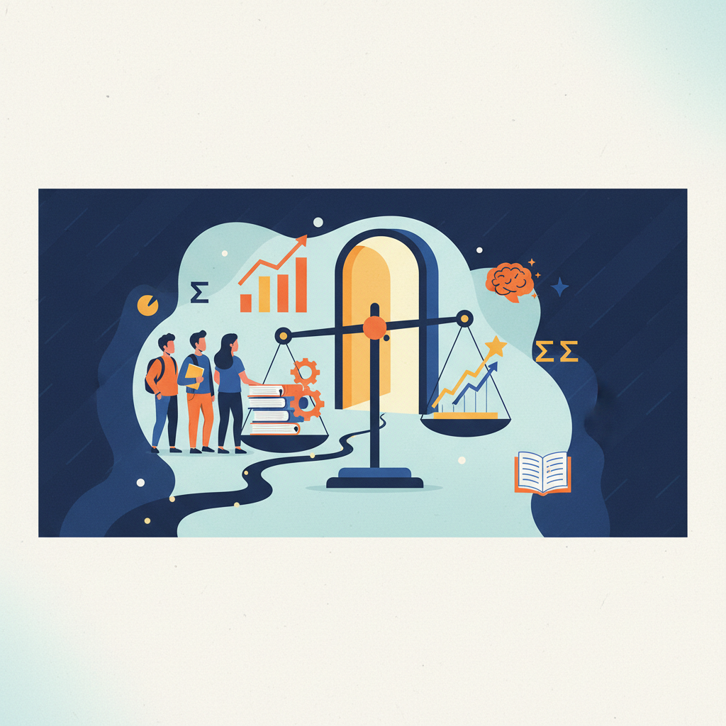 Ilustración editorial que representa el tema: ¿Qué es el puntaje mínimo PAES 2026 para entrar a la universidad. Imagen destacada del blog de EnsayosPAES.cl sobre la PAES 2026.